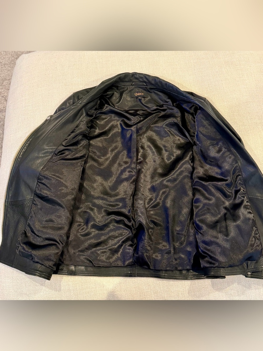 QUINCE “100% Leather Oversized Biker Jacket”
 - Size: M in BLACK - Picture 4 of 11